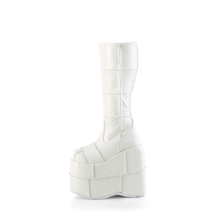 DemoniaCult Mens Boots STACK-301 Wht Vegan Leather