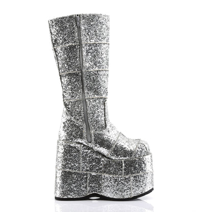 DemoniaCult Stivali da uomo STACK-301G SLV GLTR