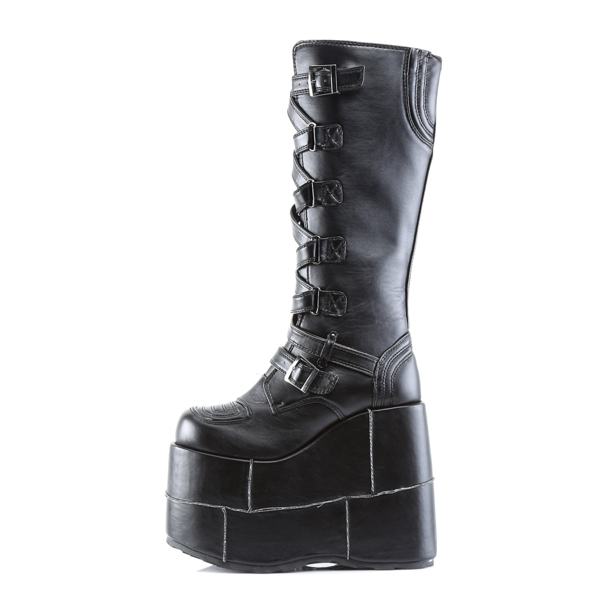 DemoniaCult Stivali da uomo STACK-308 pelle vegana BLK