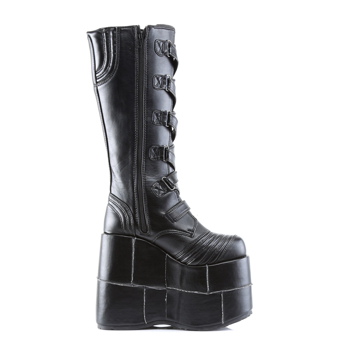 DemoniaCult Stivali da uomo STACK-308 pelle vegana BLK