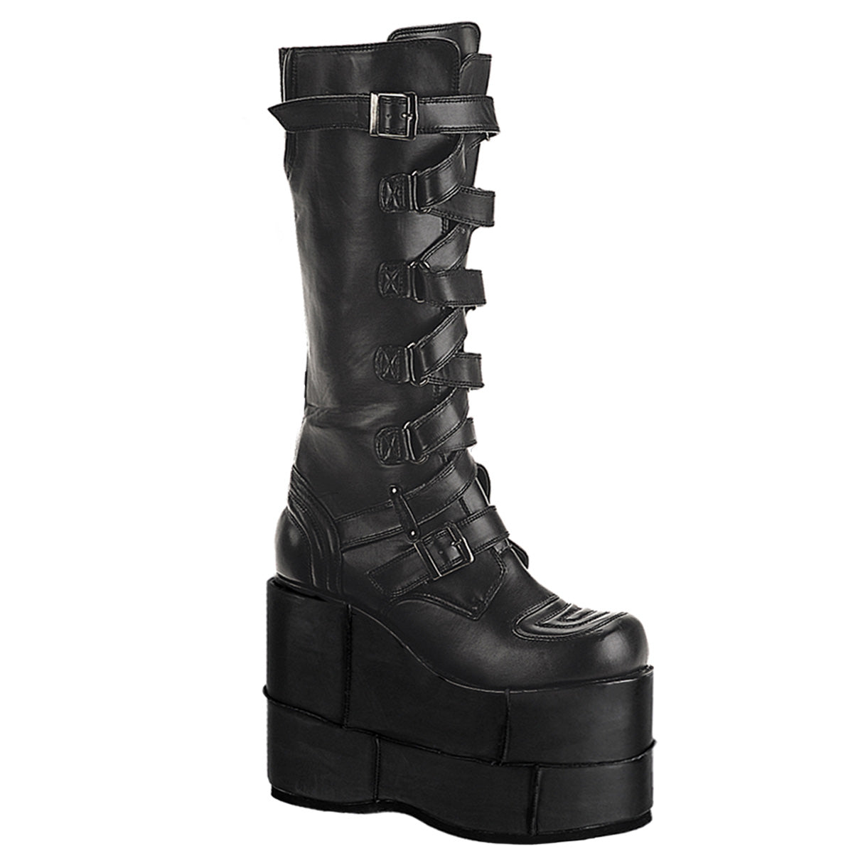 DemoniaCult Stivali da uomo STACK-308 pelle vegana BLK