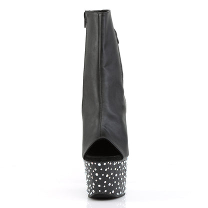 Pleaser Womens Ankle Boots STARDANCE-1018-7 Blk Faux Leather/Blk-Slv Multi RS