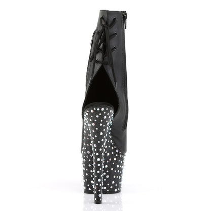 Pleaser Womens Ankle Boots STARDANCE-1018-7 Blk Faux Leather/Blk-Slv Multi RS