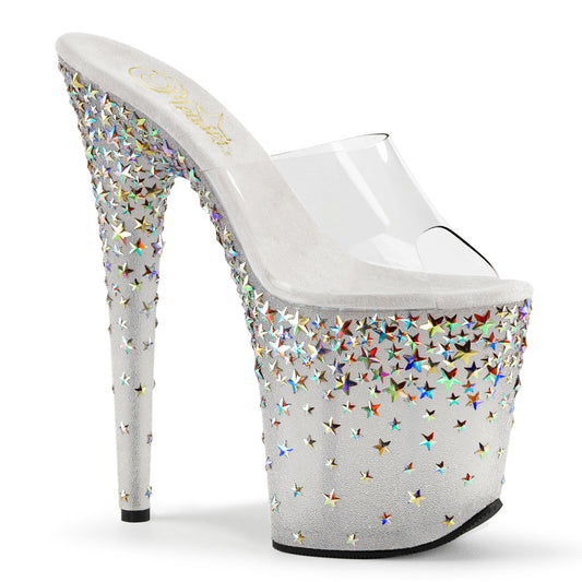 Pleaser Sandali da donna STARSPLASH-801 CLR / Gelo (SLV Hologram Stars)