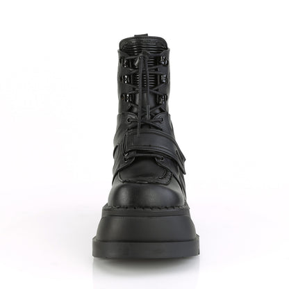 DemoniaCult Womens Ankle Boots STOMP-13 Blk Vegan Leather