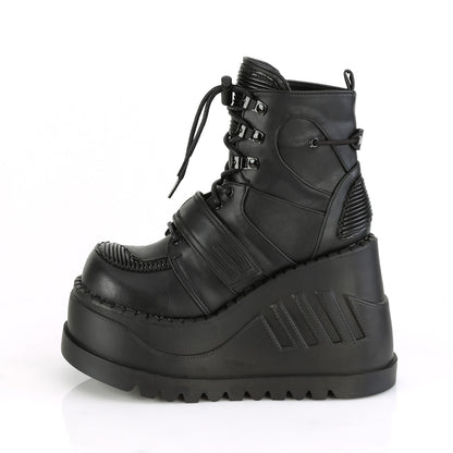 DemoniaCult Womens Ankle Boots STOMP-13 Blk Vegan Leather