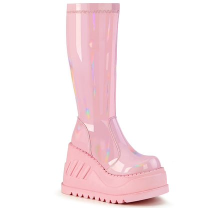 DemoniaCult Stivali da donna STOMP-200 B. Brevetto per elogrammi rosa
