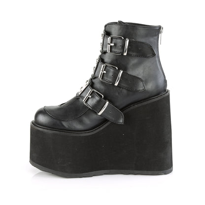 DemoniaCult Womens Ankle Boots SWING-105 Blk Vegan Leather