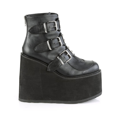DemoniaCult Womens Ankle Boots SWING-105 Blk Vegan Leather