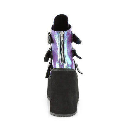DemoniaCult Womens Ankle Boots SWING-105 Purple Iridescent Vegan Leather