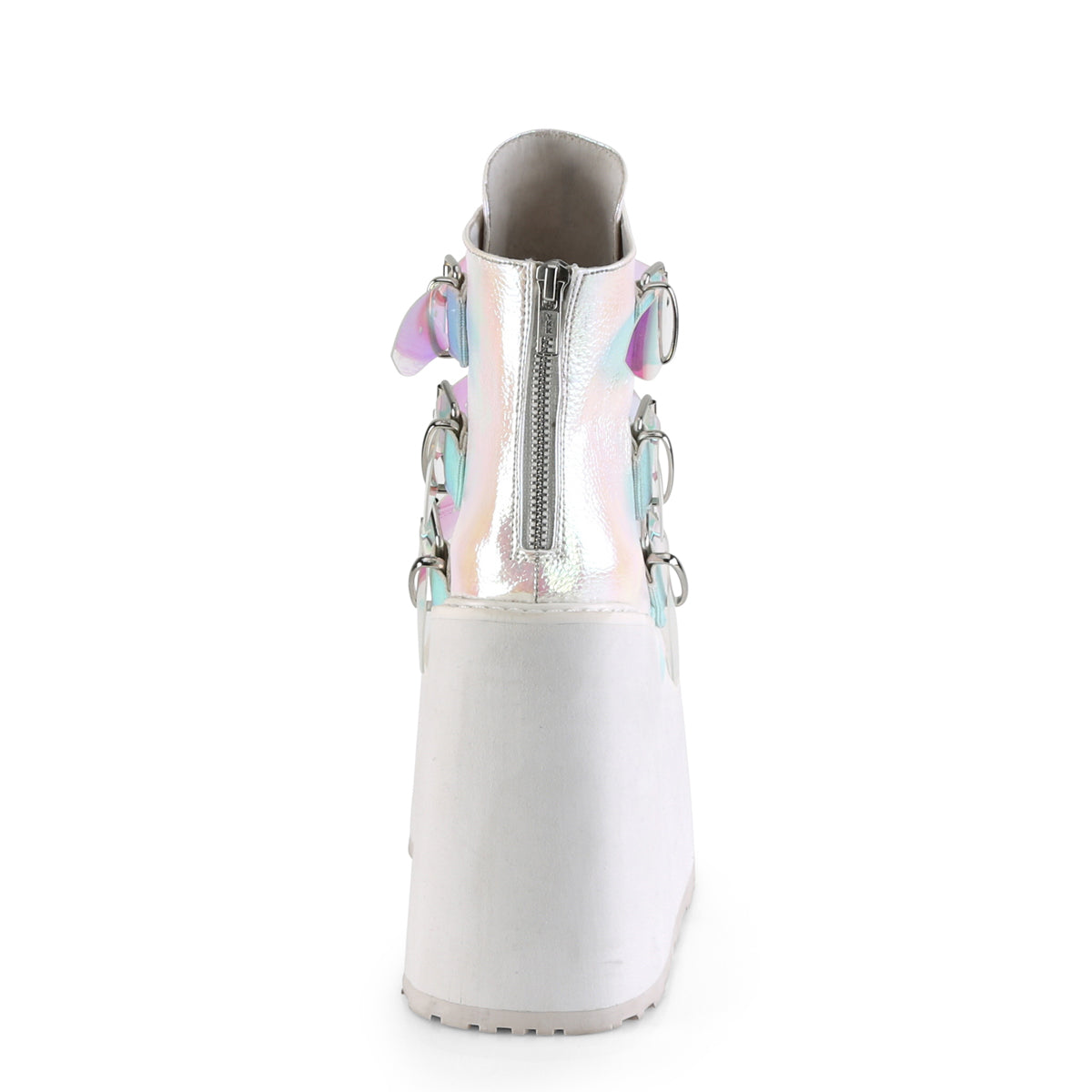 DemoniaCult Stivali alla caviglia femminile SWING-105 pelle vegana iridescente perla
