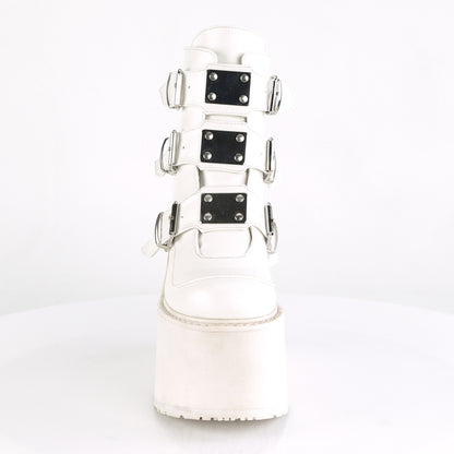 DemoniaCult Womens Ankle Boots SWING-105 White Vegan Leather