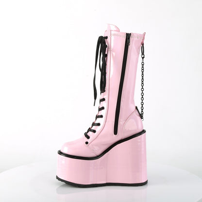 DemoniaCult  Boots SWING-150 B. Pink Holographic Stretch Pat