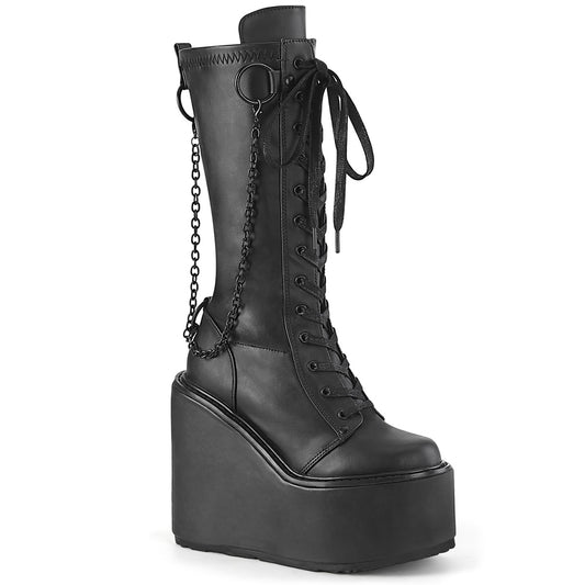 DemoniaCult  Stivali SWING-150 blk in pelle vegana elastica