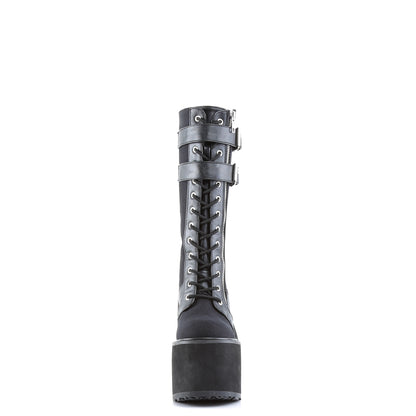 DemoniaCult Womens Boots SWING-221 Blk Canvas-Vegan Leather