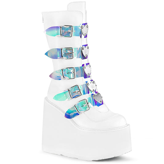 DemoniaCult Stivali da donna SWING-230 WHT VEGAN PELLE