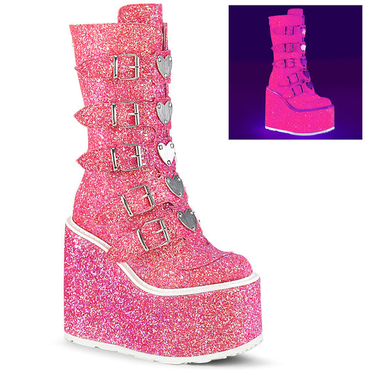 DemoniaCult Stivali da donna SWING-230g glitter rosa
