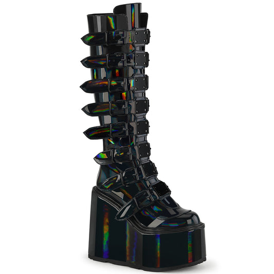 DemoniaCult  Stivali SWING-815 blk pat olografico