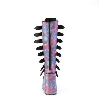 DemoniaCult  Boots SWING-815 Purple-Blue Reflective Vegan Leather