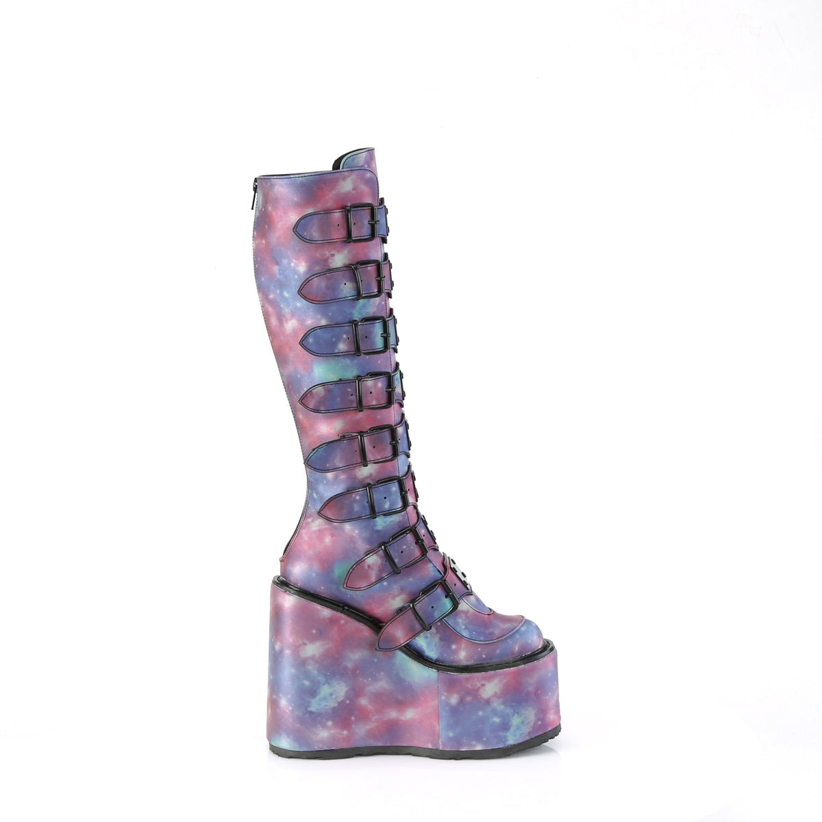 DemoniaCult  Boots SWING-815 Purple-Blue Reflective Vegan Leather