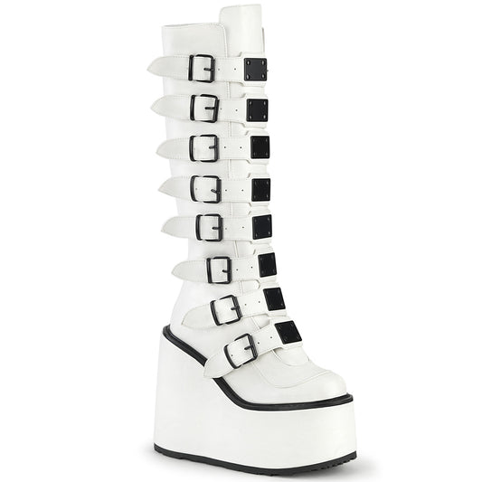 DemoniaCult  Stivali SWING-815 pelle vegana WHT