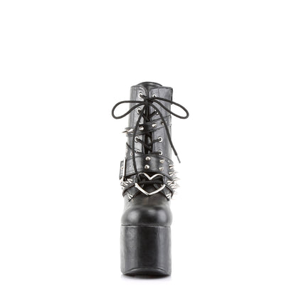DemoniaCult Womens Ankle Boots TORMENT-700 Blk Vegan Leather