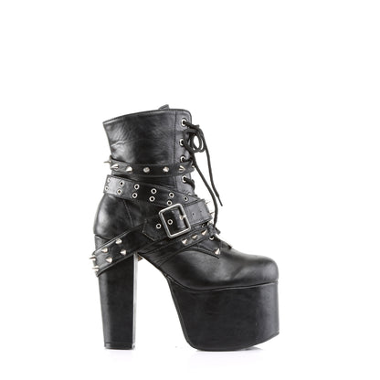 DemoniaCult Womens Ankle Boots TORMENT-700 Blk Vegan Leather