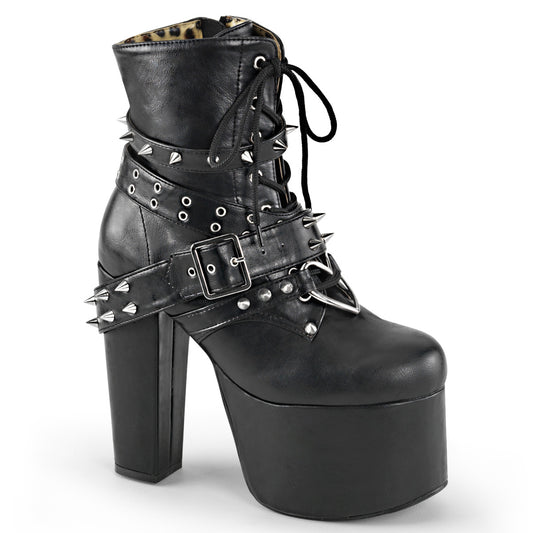 DemoniaCult Womens Ankle Boots TORMENT-700 Blk Vegan Leather