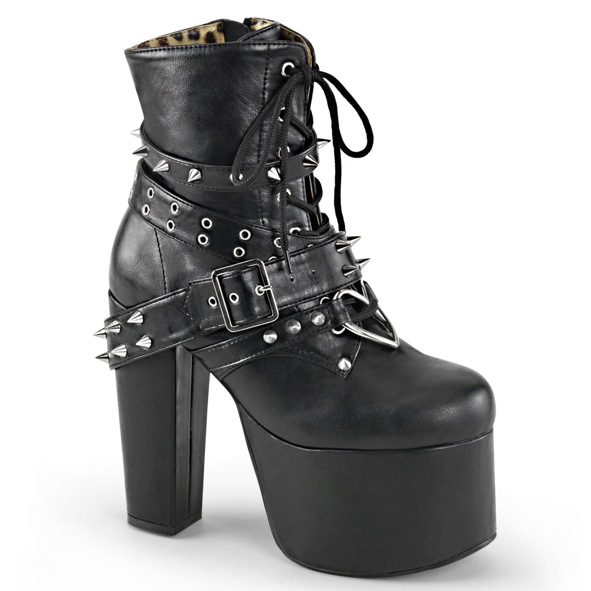 DemoniaCult Womens Ankle Boots TORMENT-700 Blk Vegan Leather