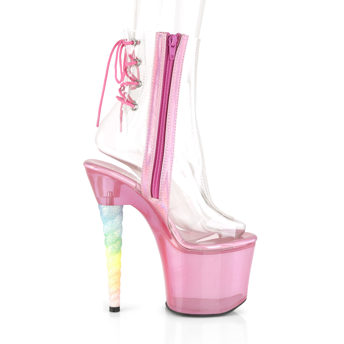 Pleaser Stivaletti da donna unicorn-1018C CLR / Bubble Gum Pink Tinted