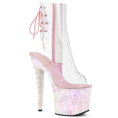 Pleaser Womens Ankle Boots UNICORN-1018C Clr/Opal Multi Glitter
