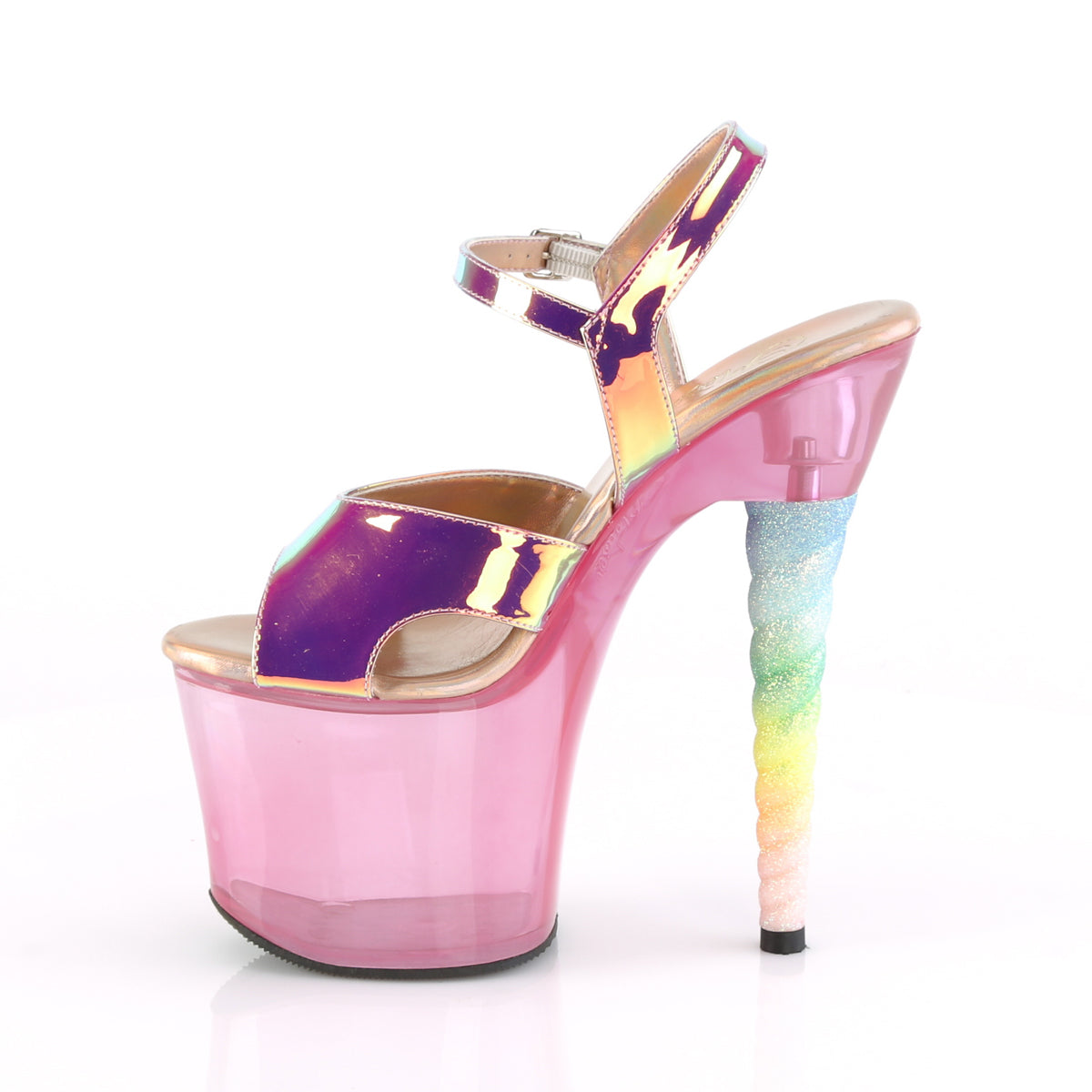 Pleaser Sandali da donna Unicorn-711T Pink Shifting TPU / Bubble Gum Pink Tinted