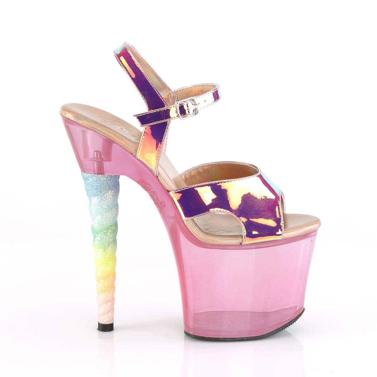 Pleaser Sandali da donna Unicorn-711T Pink Shifting TPU / Bubble Gum Pink Tinted