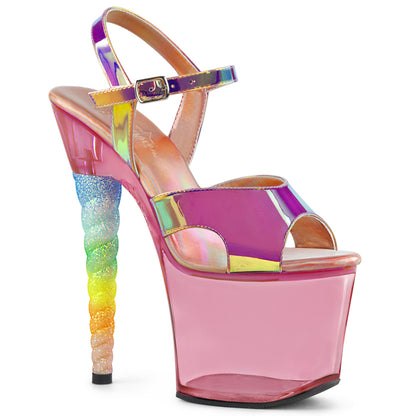 Pleaser Sandali da donna Unicorn-711T Pink Shifting TPU / Bubble Gum Pink Tinted