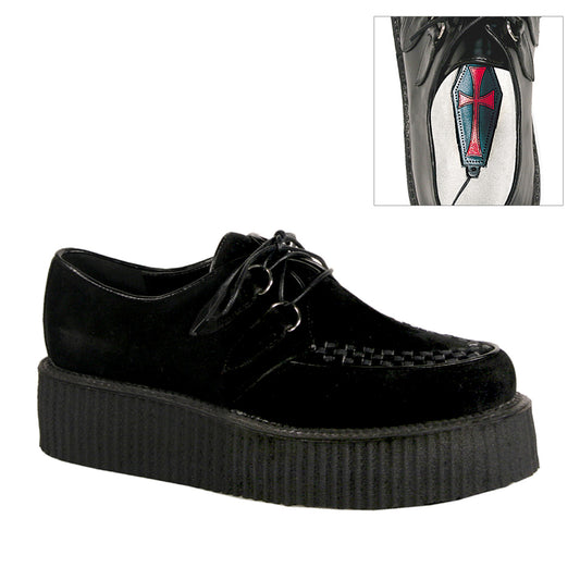 DemoniaCult Scarpa bassa maschile V-CREEPER-502s BLK Sueme vegano