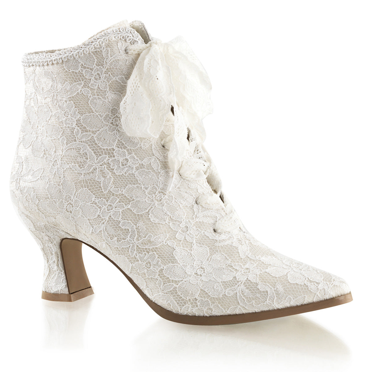 Fabulicious Womens Ankle Boots VICTORIAN-30 Ivory Satin-Lace