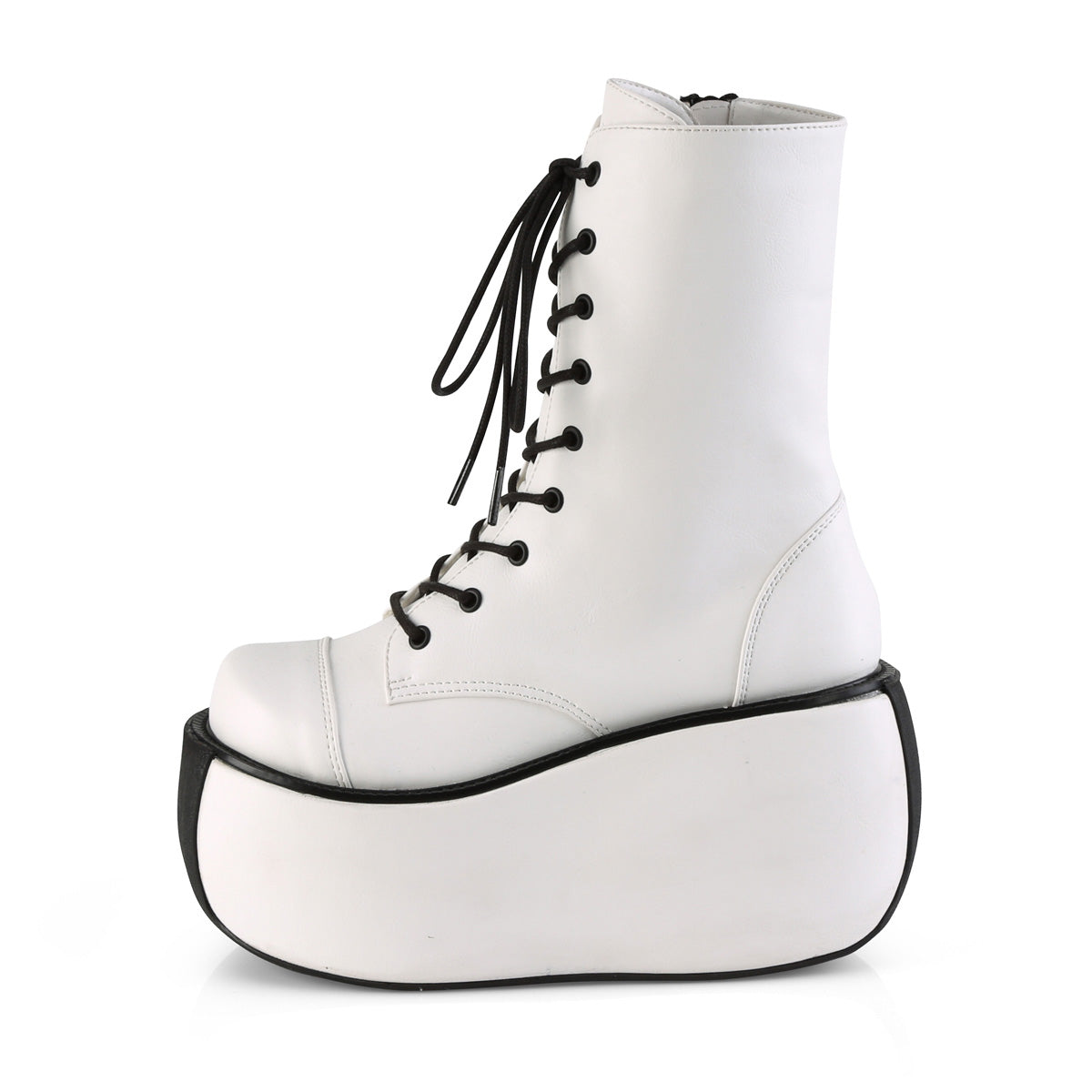 DemoniaCult Stivali alla caviglia femminile VIOLET-120 pelle vegana WHT