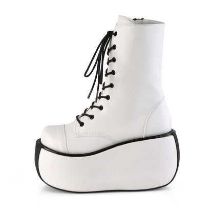 DemoniaCult Stivali alla caviglia femminile VIOLET-120 pelle vegana WHT