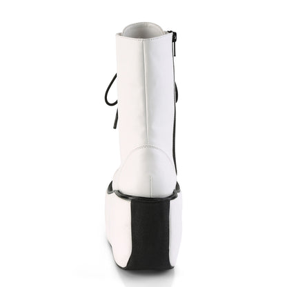 DemoniaCult Stivali alla caviglia femminile VIOLET-120 pelle vegana WHT