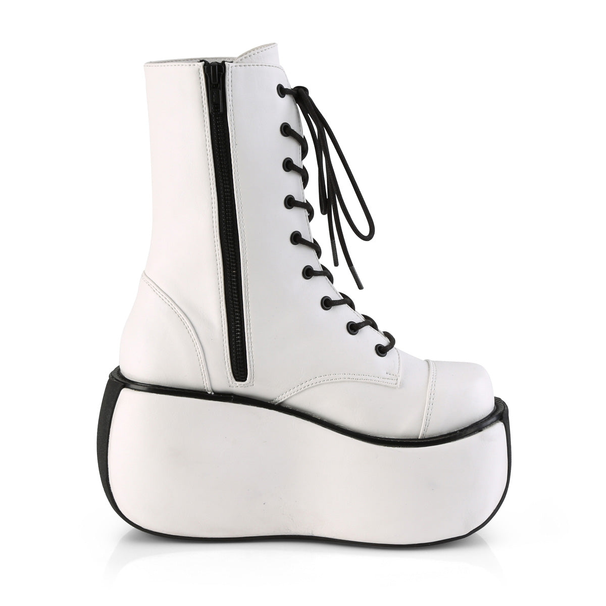 DemoniaCult Stivali alla caviglia femminile VIOLET-120 pelle vegana WHT
