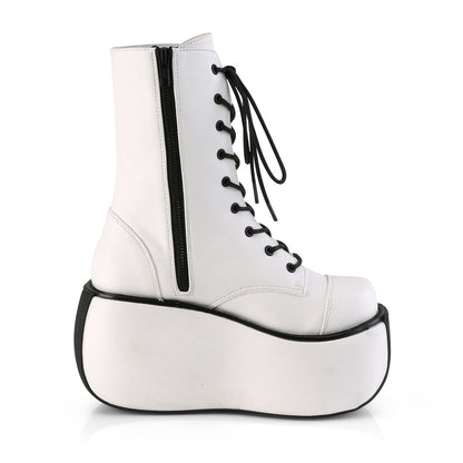 DemoniaCult Stivali alla caviglia femminile VIOLET-120 pelle vegana WHT