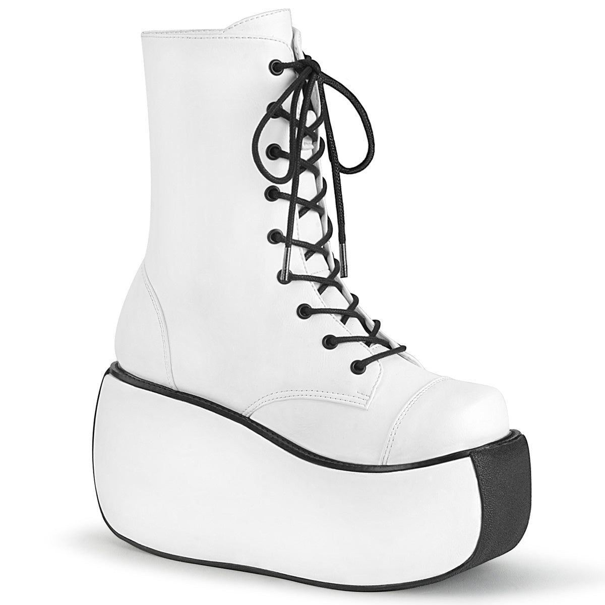 DemoniaCult Stivali alla caviglia femminile VIOLET-120 pelle vegana WHT