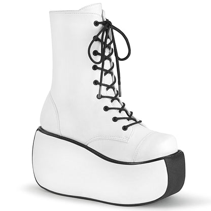 DemoniaCult Stivali alla caviglia femminile VIOLET-120 pelle vegana WHT
