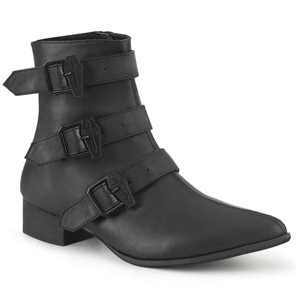 DemoniaCult Stivali da uomo WARLOCK-50-c BLK VEGAN PELLE