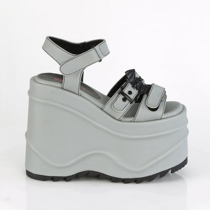 DemoniaCult Sandali femminili WAVE-13 pelle vegana riflettente grigia