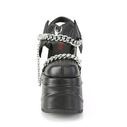 DemoniaCult Womens Sandals WAVE-20 Blk Vegan Leather