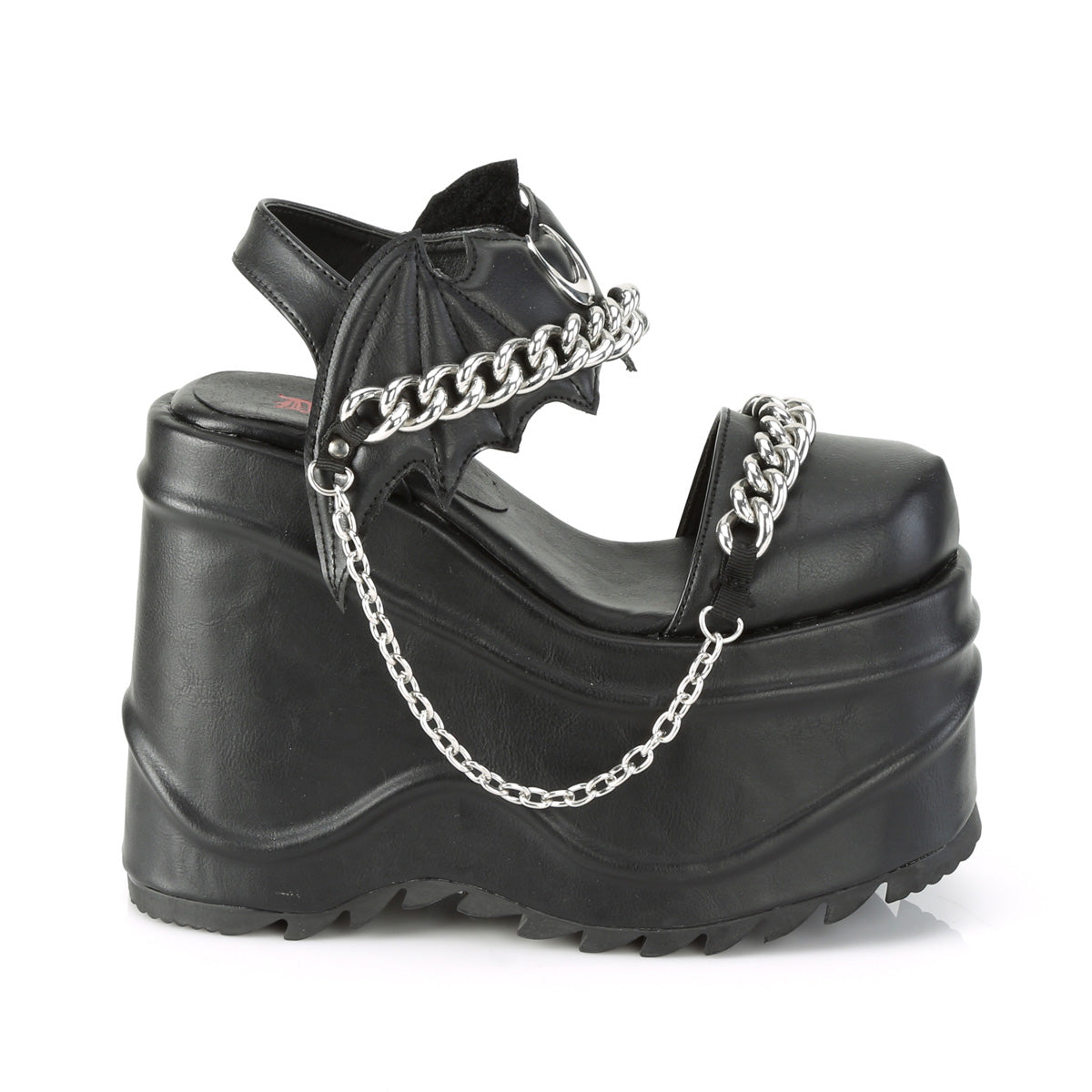 DemoniaCult Womens Sandals WAVE-20 Blk Vegan Leather