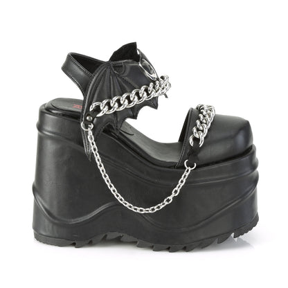 DemoniaCult Womens Sandals WAVE-20 Blk Vegan Leather