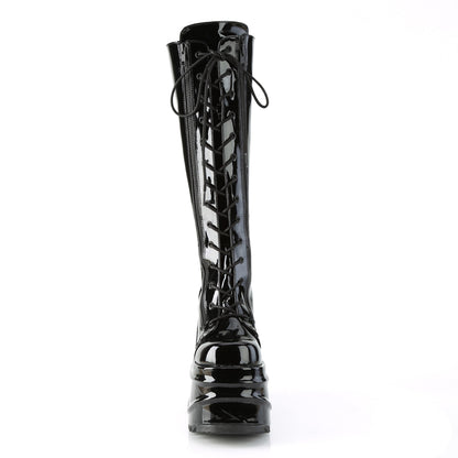 DemoniaCult Womens Boots WAVE-200 Blk Patent