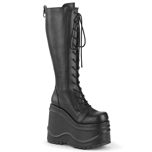 DemoniaCult Stivali da donna WAVE-200 pelle vegana BLK